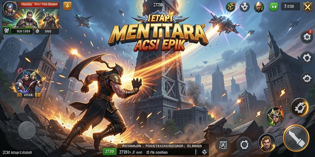 Tampilan gameplay Tower Defense dari 2739 dengan menara berjuang.