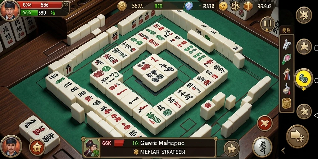Screenshot gameplay 66K yang menunjukkan serunya permainan Mahjong.
