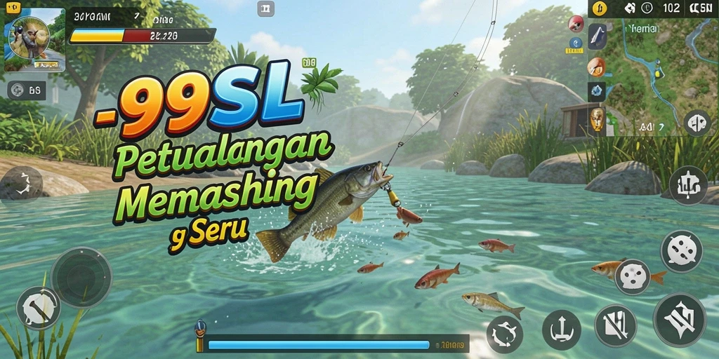 Tampilan gameplay 99SL yang menampilkan aksi memancing yang dinamis.