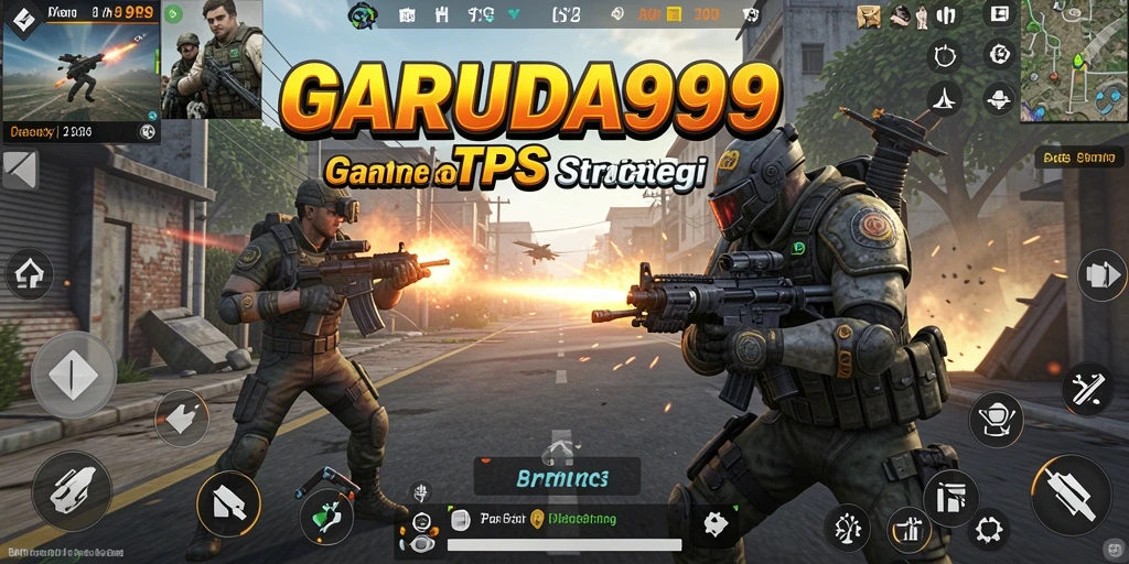 Tampilan gameplay seru dari GARUDA999 yang menggambarkan aksi TPS.