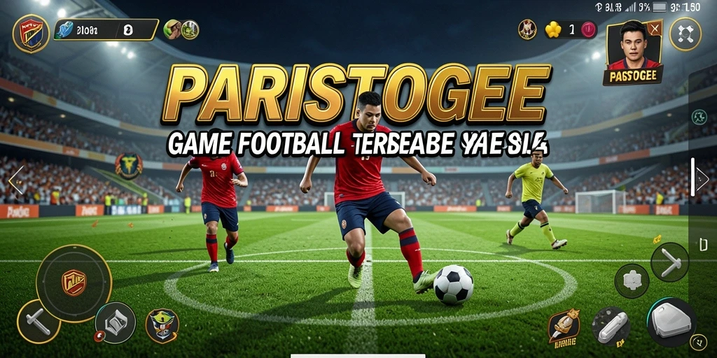 Screenshot gameplay PARISTOGEL yang menampilkan aksi sepak bola intens.