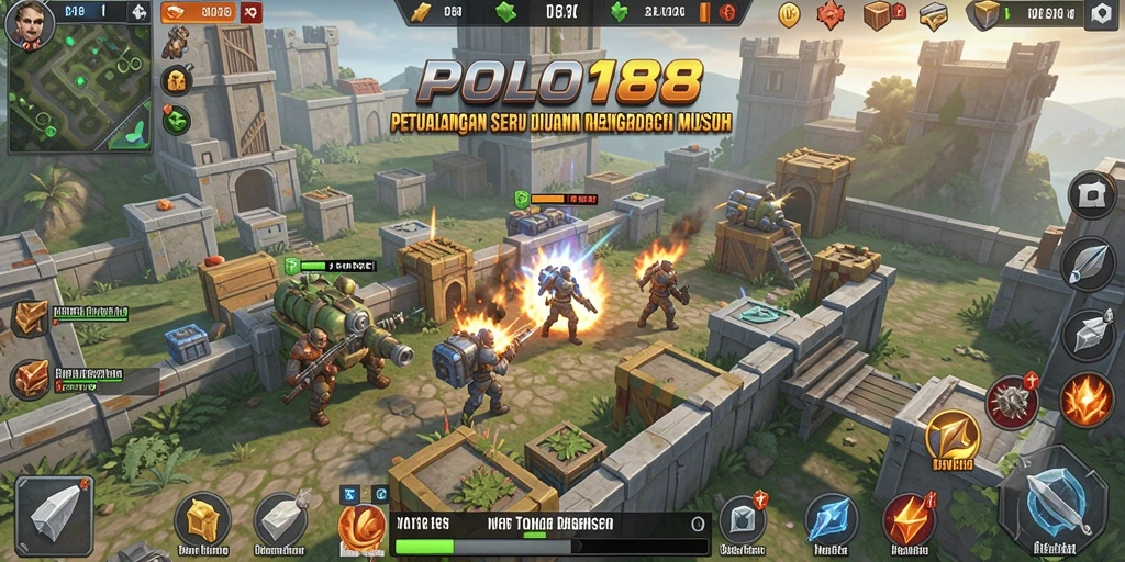 Tampilan gameplay seru POLO188 dalam membangun pertahanan melawan musuh.