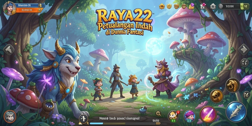 Tangkapan layar utama RAYA22 menampilkan momen seru dalam gameplay petualangan.