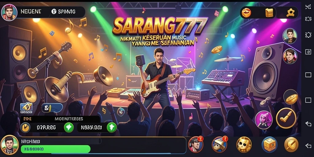 Tampilan menarik dari gameplay aplikasi SARANG777 yang penuh warna.