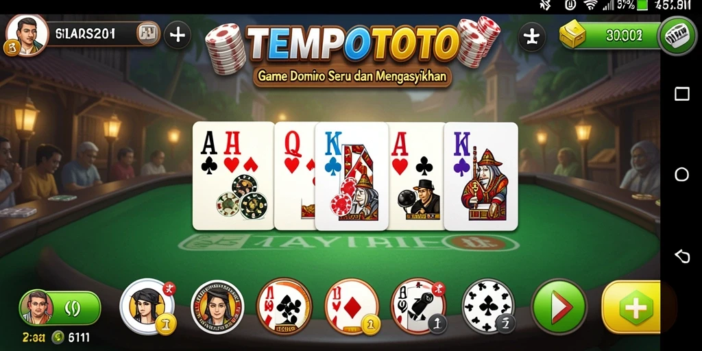 Screenshot game TEMPOTOTO menampilkan gameplay Domino yang seru.