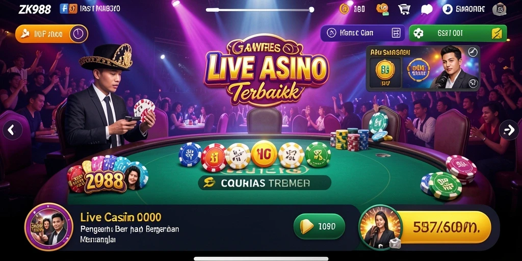 Tampilan menarik dari gameplay Live Casino di ZK988.