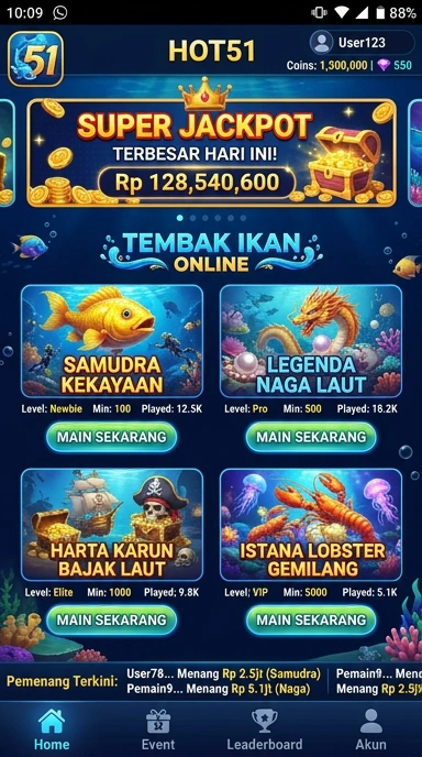 Tampilan antarmuka pengguna hot51 yang intuitif.